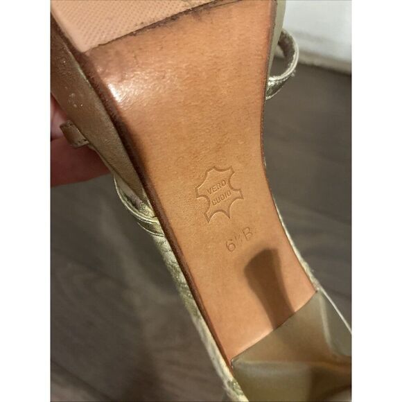 Womens Gold Floral High Heels Slides 6.5 B - Picture 6 of 6